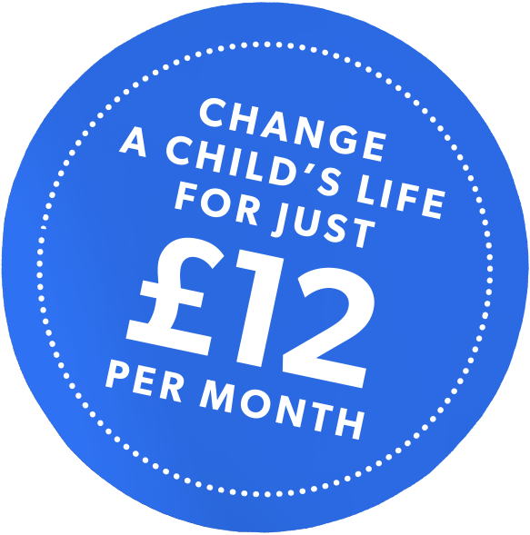 Stand with a child in poverty for just £12 per month blue sticker
